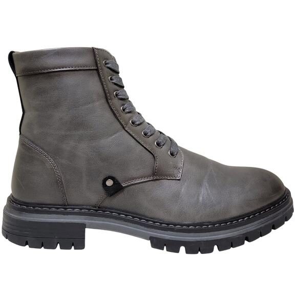 Vance Co Men Denver Ankle Combat Work Boots Sz US 9.5 Charcoal Grey Faux Leather main image 5